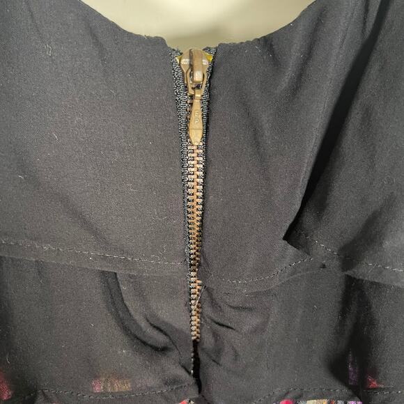 Catimini Kids Girl's Black Bow Colorful Feather Print Dress 10 Sleeveless - Picture 6 of 8